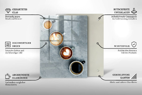 Zaščitna steklena plošča za štedilnik Kuhinja - skodelice za kavo
