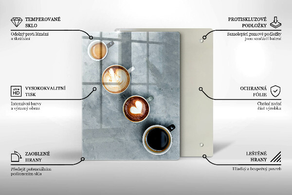 Zaščitna steklena plošča za štedilnik Kuhinja - skodelice za kavo