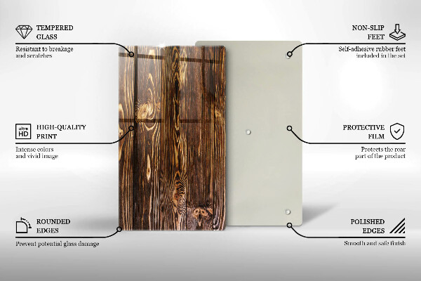 Zaščitna steklena plošča za štedilnik Tekstura lesa