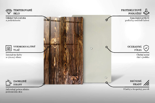 Zaščitna steklena plošča za štedilnik Tekstura lesa