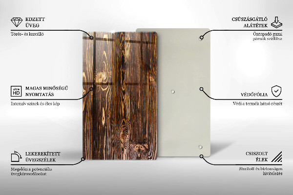Zaščitna steklena plošča za štedilnik Tekstura lesa