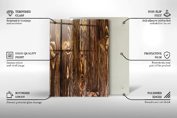 Zaščitna steklena plošča za štedilnik Tekstura lesa