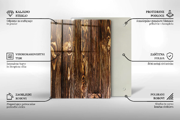 Zaščitna steklena plošča za štedilnik Tekstura lesa