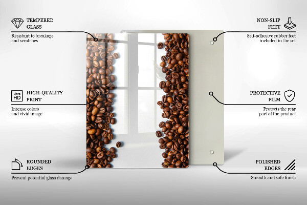 Zaščitna steklena plošča za štedilnik Kavna zrna