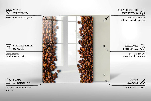 Zaščitna steklena plošča za štedilnik Kavna zrna
