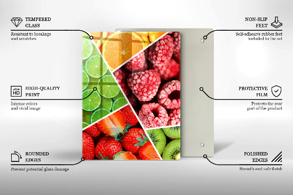 Zaščitna steklena plošča za štedilnik Pisano sadje
