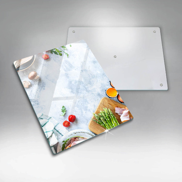 Zaščitna steklena plošča za štedilnik Sestavine v kuhinji