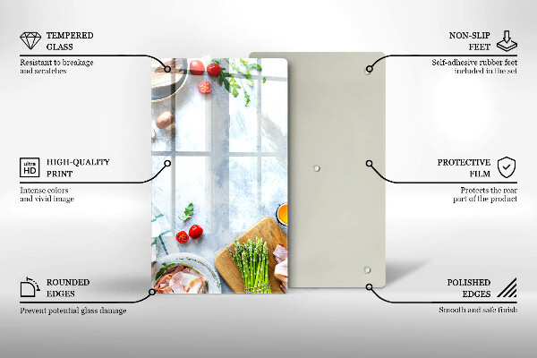Zaščitna steklena plošča za štedilnik Sestavine v kuhinji