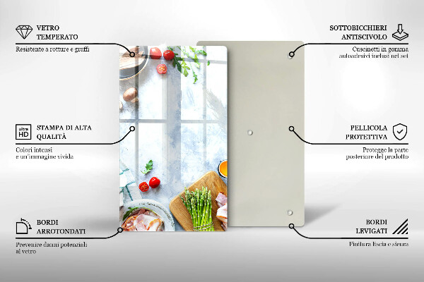 Zaščitna steklena plošča za štedilnik Sestavine v kuhinji