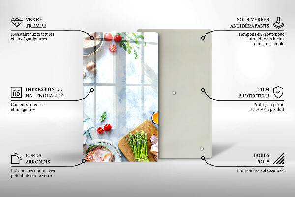 Zaščitna steklena plošča za štedilnik Sestavine v kuhinji