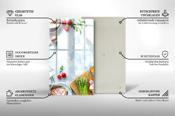 Zaščitna steklena plošča za štedilnik Sestavine v kuhinji