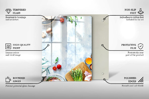 Zaščitna steklena plošča za štedilnik Sestavine v kuhinji
