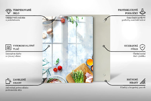 Zaščitna steklena plošča za štedilnik Sestavine v kuhinji