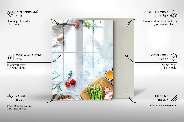 Zaščitna steklena plošča za štedilnik Sestavine v kuhinji