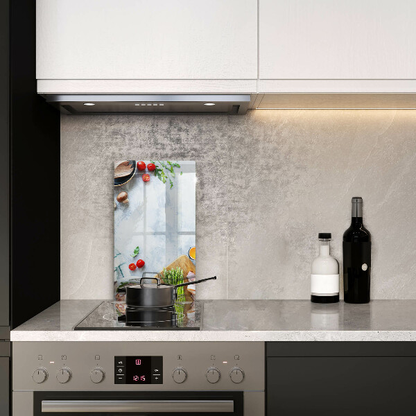 Zaščitna steklena plošča za štedilnik Sestavine v kuhinji