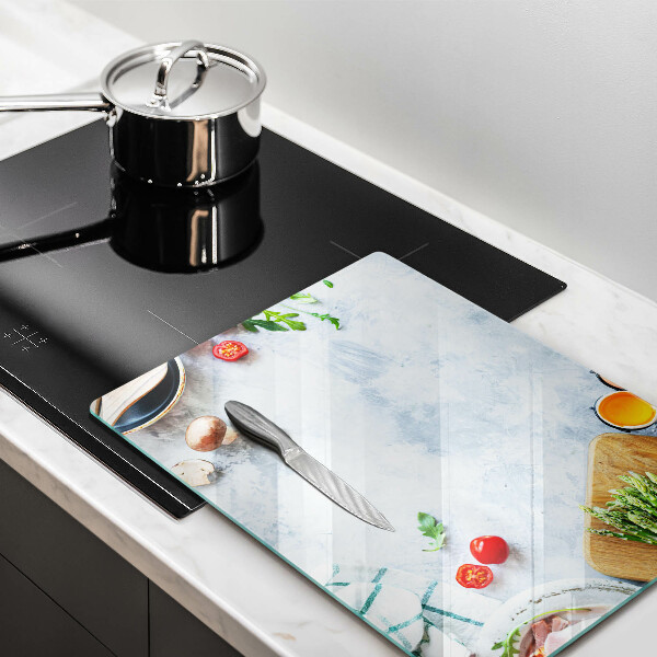 Zaščitna steklena plošča za štedilnik Sestavine v kuhinji