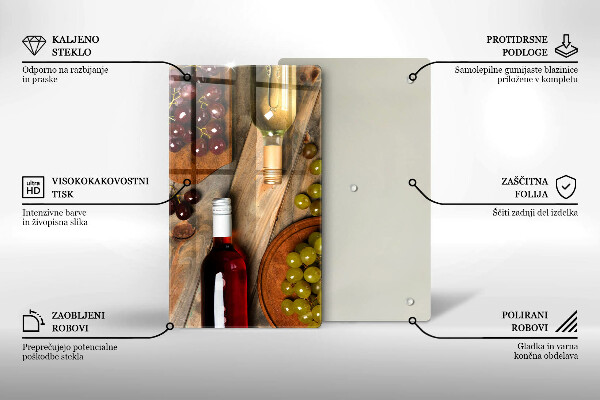 Zaščitna plošča za štedilnik Vinske steklenice in grozdje