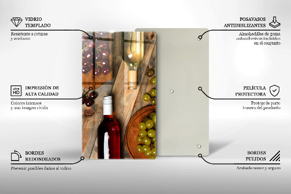 Zaščitna plošča za štedilnik Vinske steklenice in grozdje