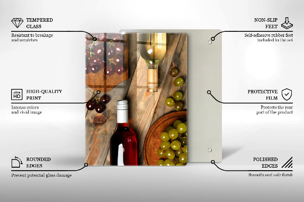Zaščitna plošča za štedilnik Vinske steklenice in grozdje