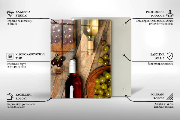 Zaščitna plošča za štedilnik Vinske steklenice in grozdje