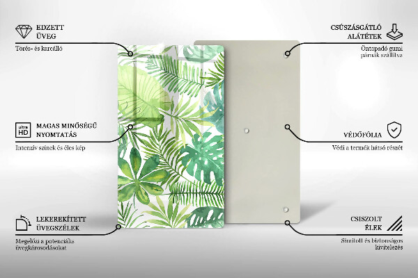 Zaščitna steklena plošča za štedilnik Akvarelni boho listi