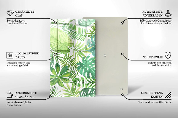 Zaščitna steklena plošča za štedilnik Akvarelni boho listi