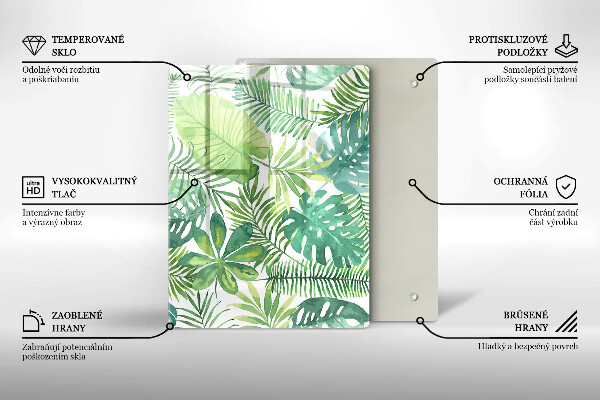 Zaščitna steklena plošča za štedilnik Akvarelni boho listi