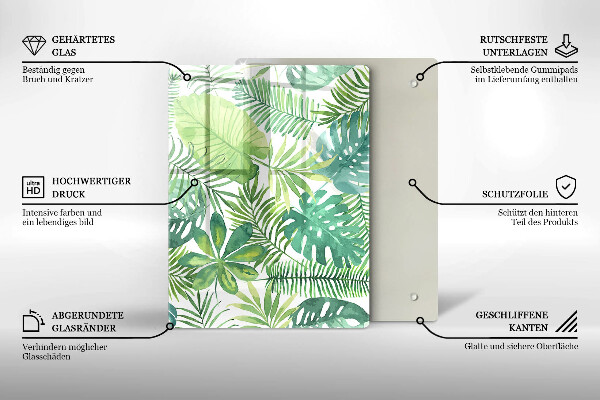 Zaščitna steklena plošča za štedilnik Akvarelni boho listi