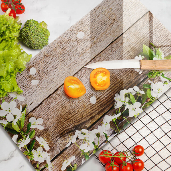 Zaščitna plošča za štedilnik Bele rože na deskah