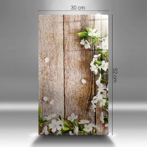 Zaščitna plošča za štedilnik Bele rože na deskah