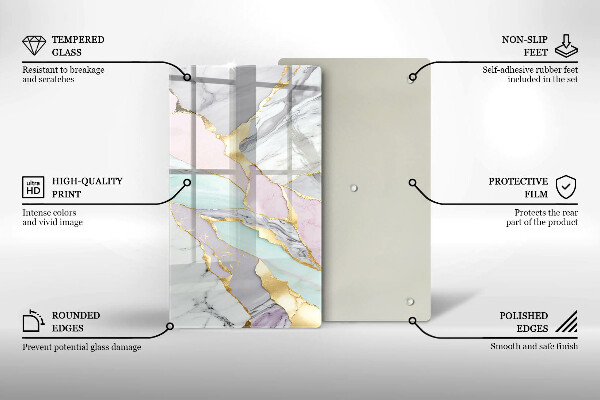 Zaščitna plošča za štedilnik Pastelni marmor