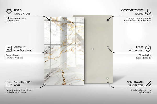 Zaščitna plošča za štedilnik Svetel marmor z zlatom