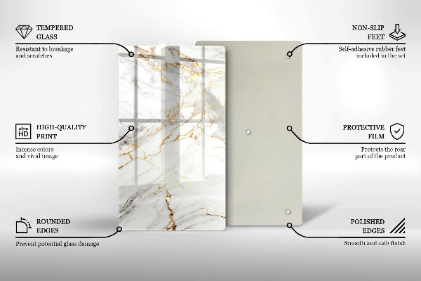 Zaščitna plošča za štedilnik Svetel marmor z zlatom