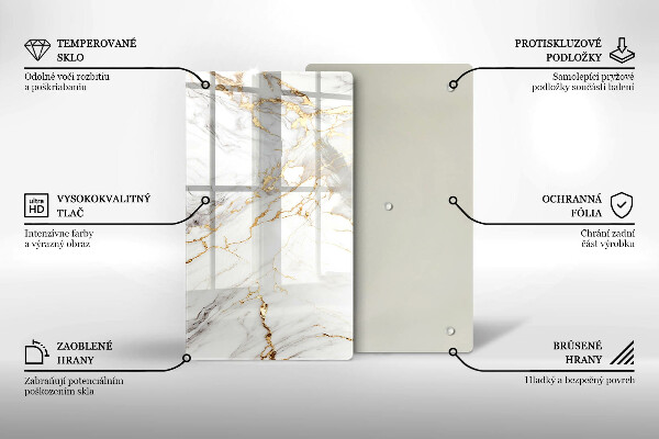 Zaščitna plošča za štedilnik Svetel marmor z zlatom