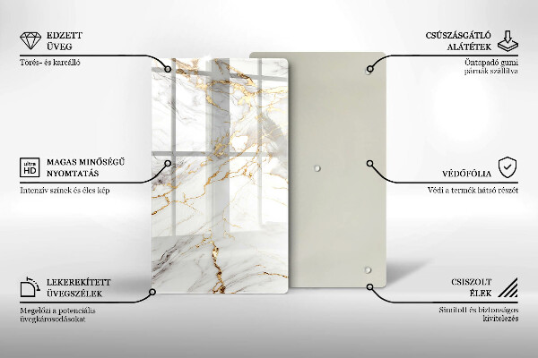 Zaščitna plošča za štedilnik Svetel marmor z zlatom