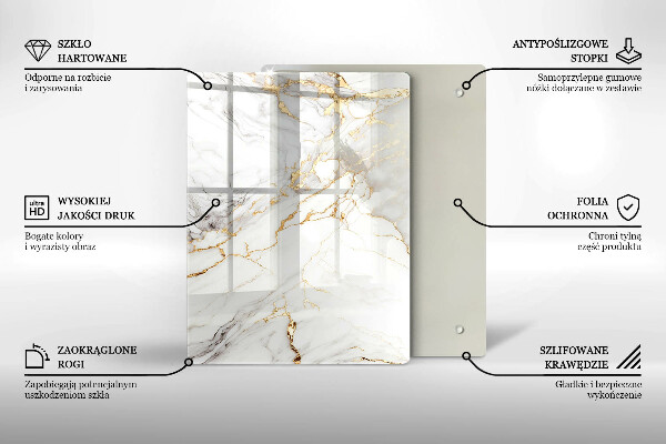 Zaščitna plošča za štedilnik Svetel marmor z zlatom