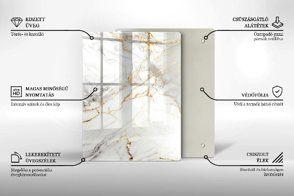 Zaščitna plošča za štedilnik Svetel marmor z zlatom