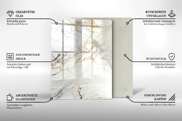 Zaščitna plošča za štedilnik Svetel marmor z zlatom