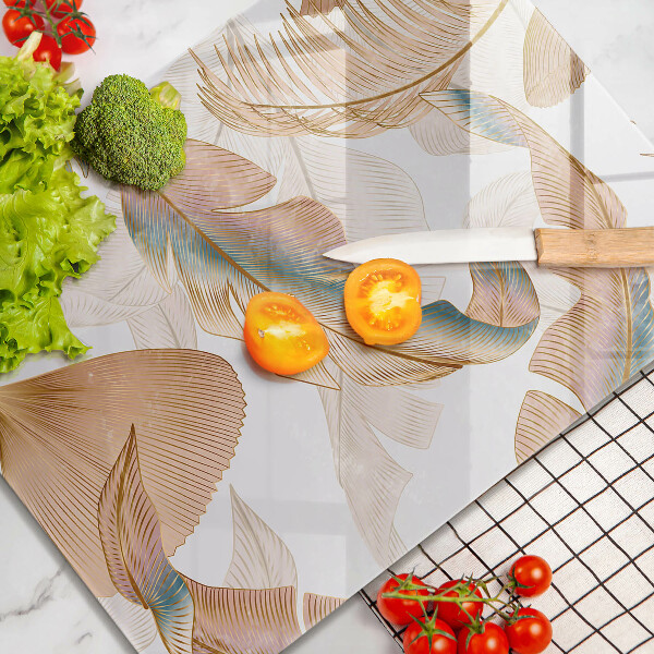 Zaščitna plošča za štedilnik Boho perje in listi