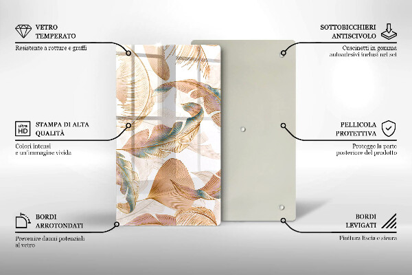 Zaščitna plošča za štedilnik Boho perje in listi