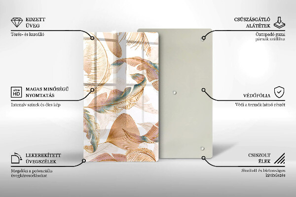 Zaščitna plošča za štedilnik Boho perje in listi