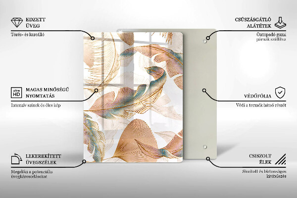 Zaščitna plošča za štedilnik Boho perje in listi