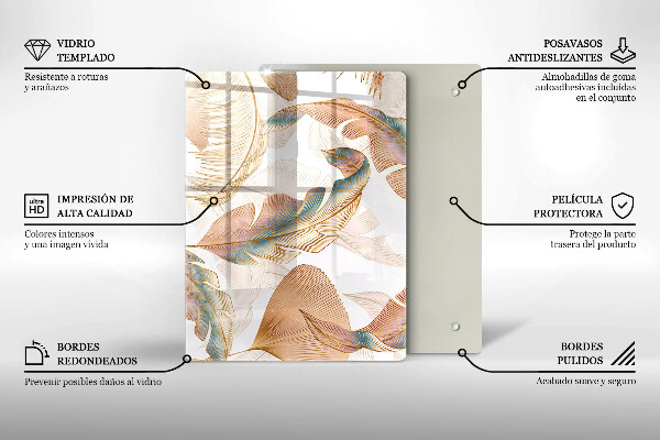 Zaščitna plošča za štedilnik Boho perje in listi