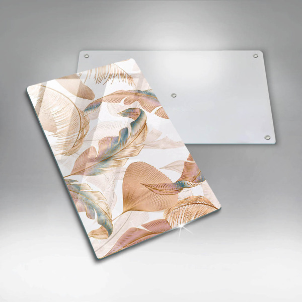 Zaščitna plošča za štedilnik Boho perje in listi