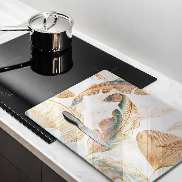 Zaščitna plošča za štedilnik Boho perje in listi