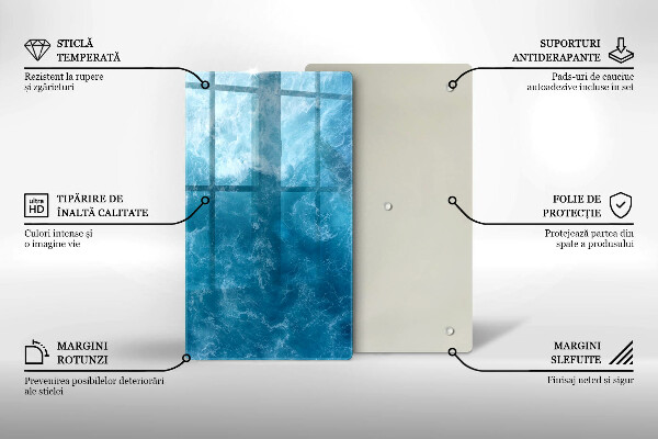 Zaščitna steklena plošča za štedilnik Modra voda