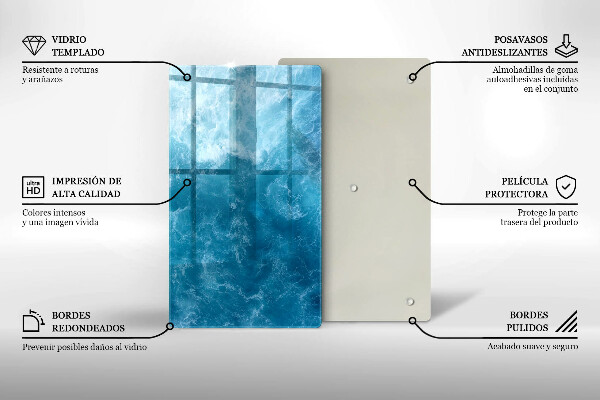 Zaščitna steklena plošča za štedilnik Modra voda