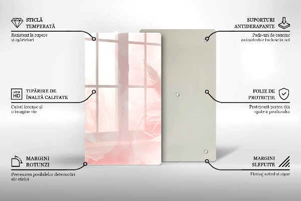 Zaščitna steklena plošča za štedilnik Ozadje pastelnih vrtnic