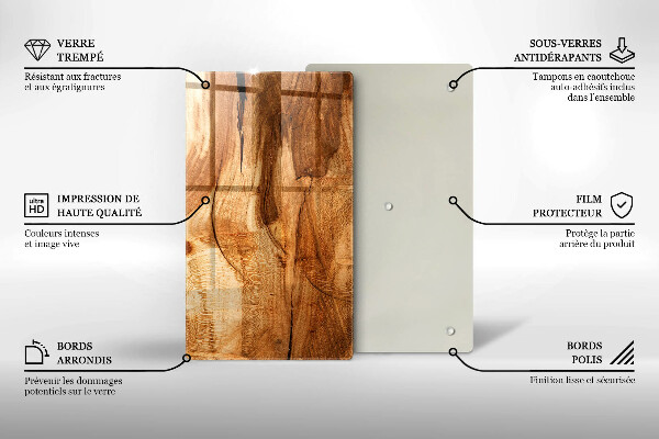 Zaščitna steklena plošča za štedilnik Tekstura lesene plošče