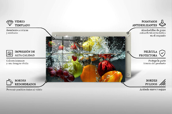 Zaščitna plošča za štedilnik Sočno sadje v vodi